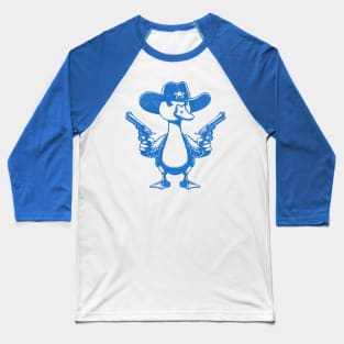 Vintage Outlaw Goose Sheriff in Blue - Wild West Silly Cowboy Distressed Retro Design Baseball T-Shirt